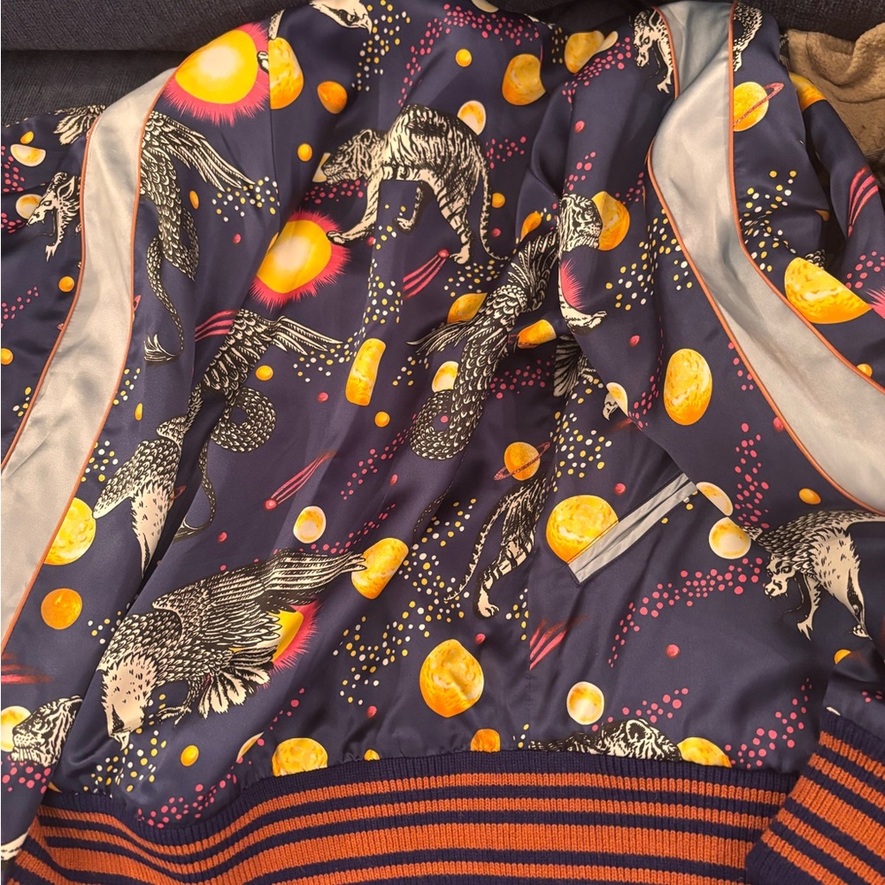 Gucci Navy Jacket with Orange and Yellow Accents